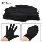 12 Pairs Cotton Work Gloves Black Large