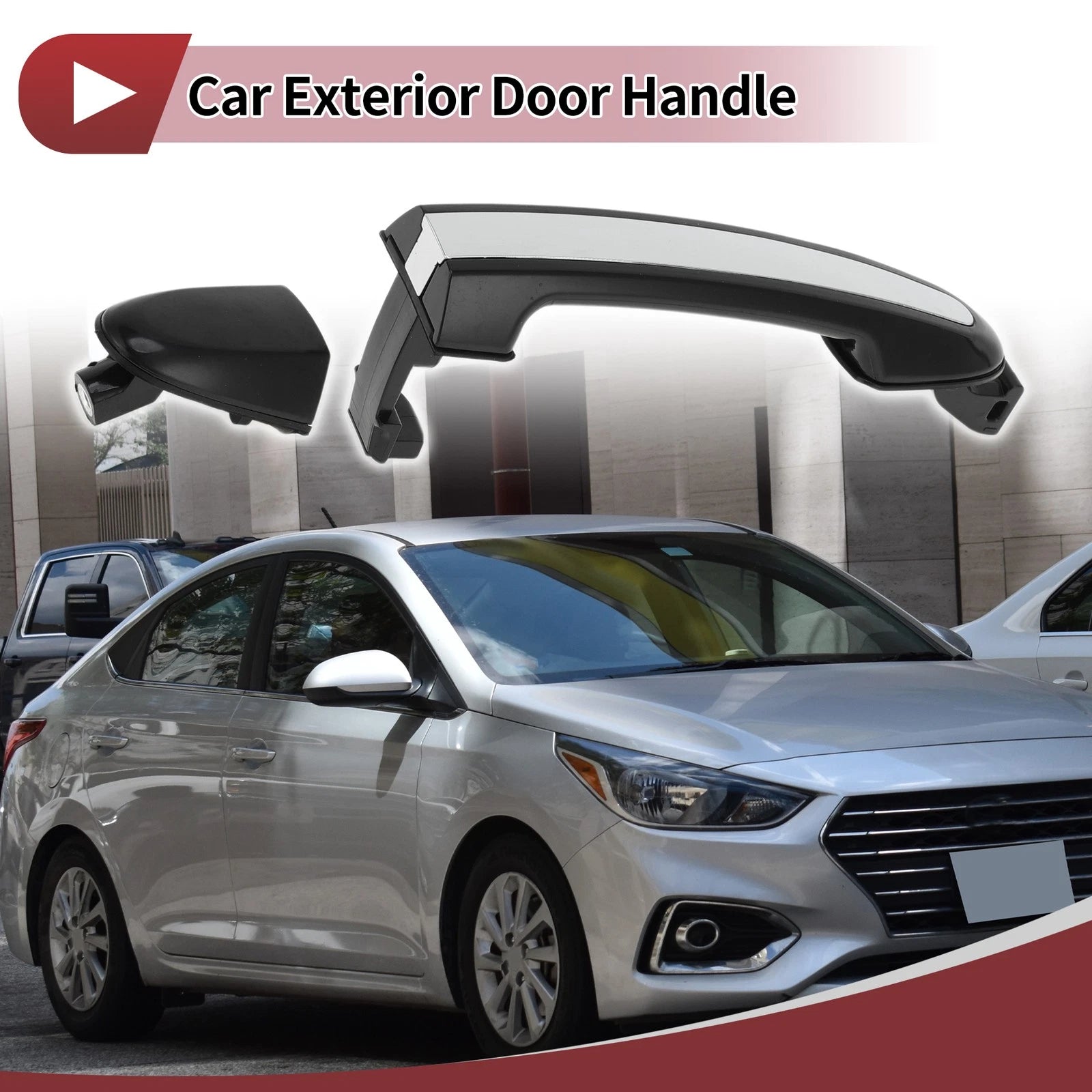 Car Door Handle Grip for Hyundai (2011–2016) No. 826522B010 Black Silver Tone