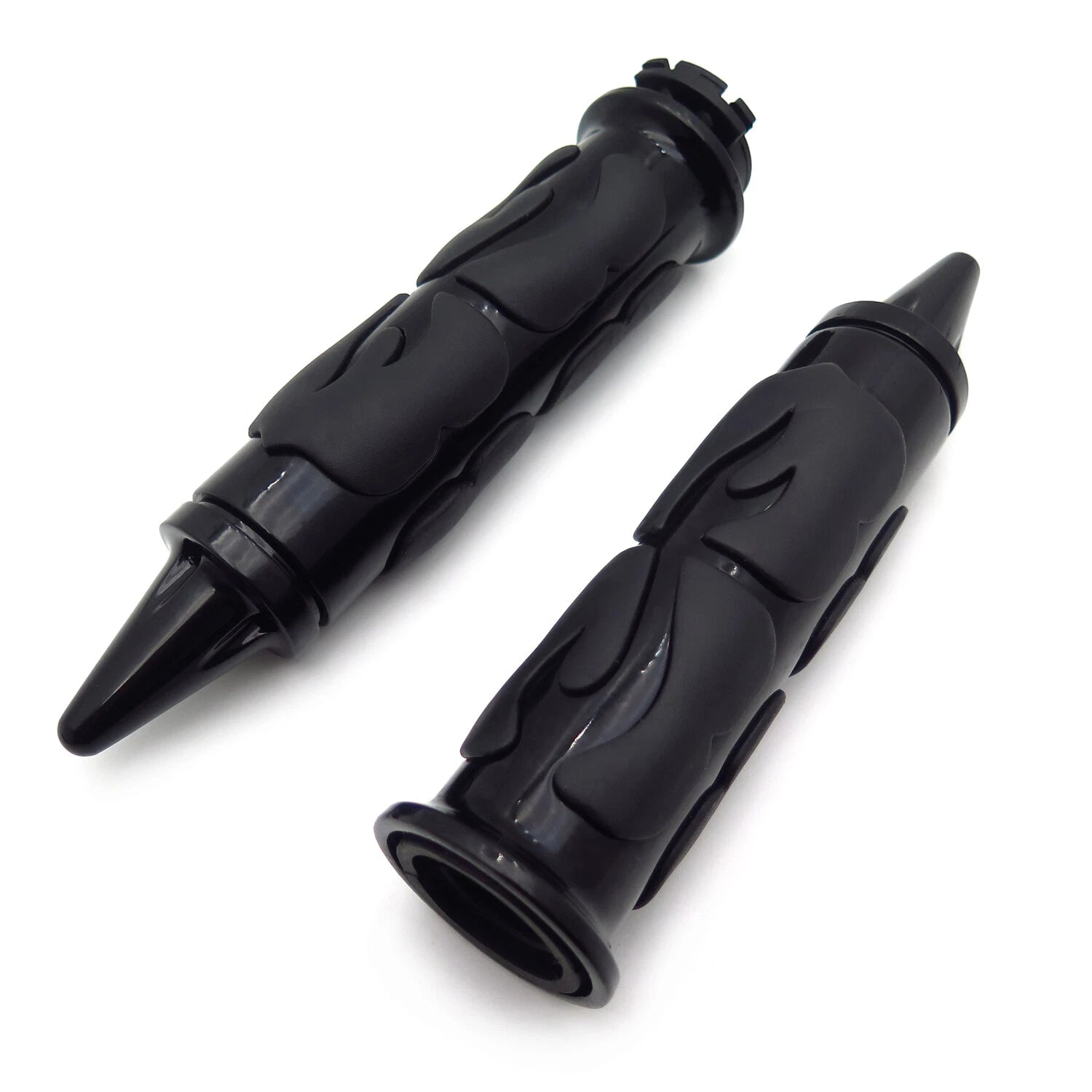 Black Flame Rubber Hand Grips 1" 25mm for Chopper/H-D/Suzuki/Kawasaki/Yamaha