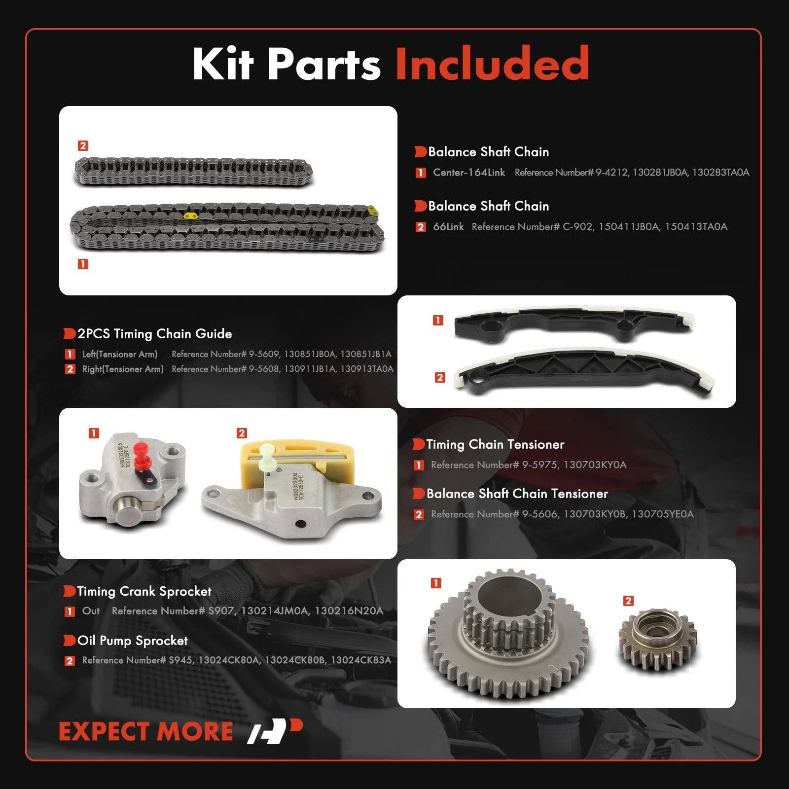 8x Timing Chain Kit for Nissan Altima, Murano (2014-2018)