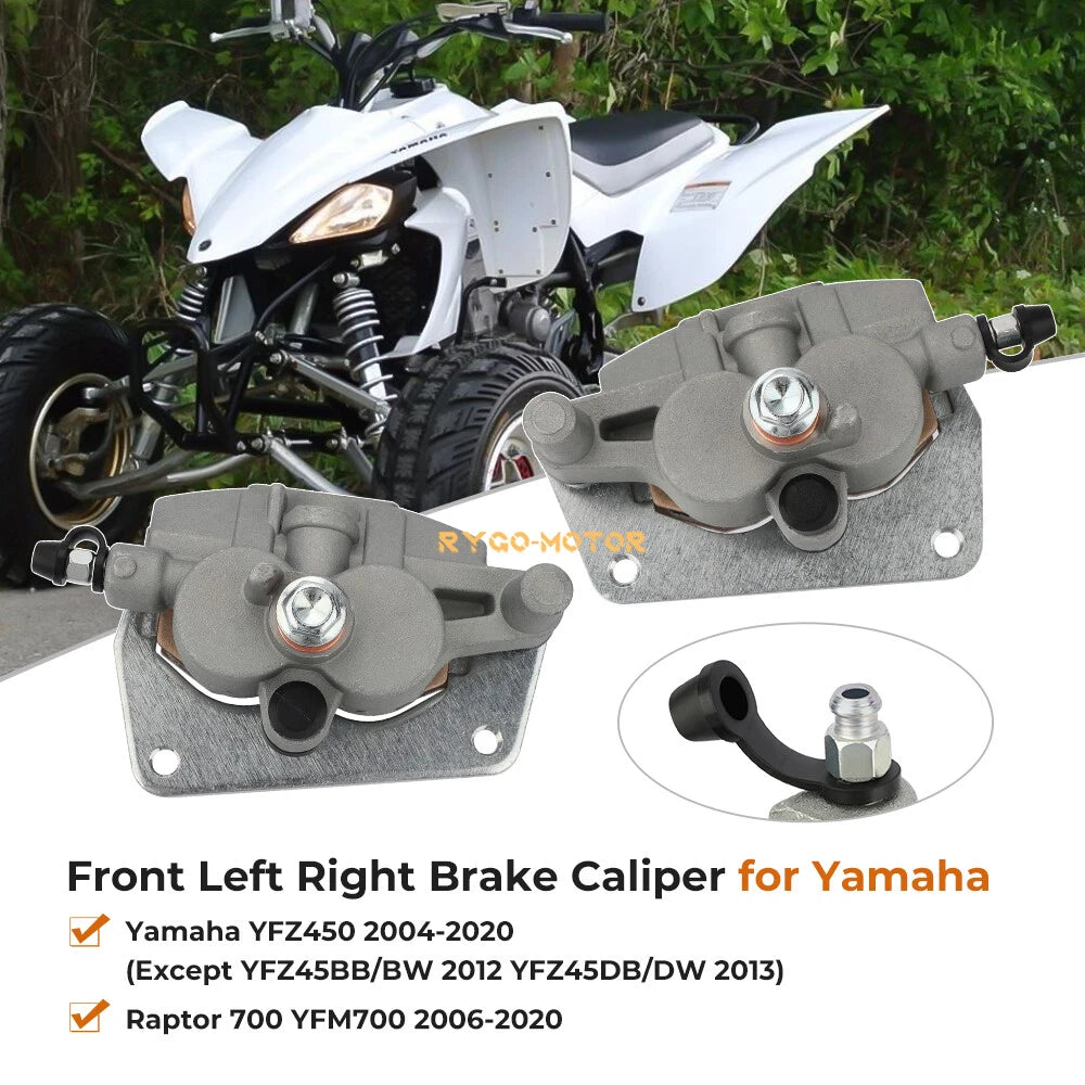 Front Brake Calipers & Pads for Yamaha YFZ450 YFZ450R YFZ450X (2004–2024)