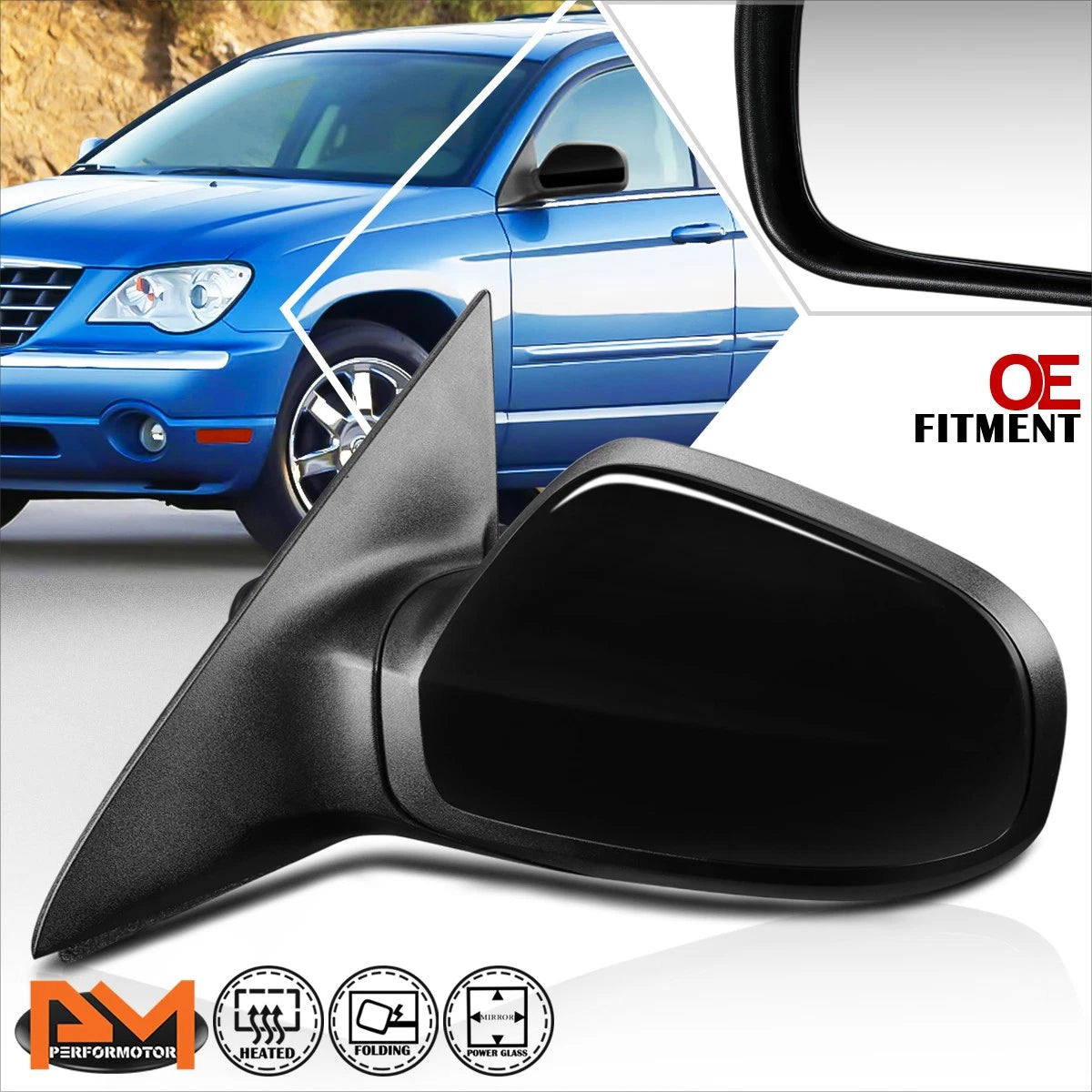 Powered Heated Side Rear View Mirror for Chrysler Pacifica (2006–2008)