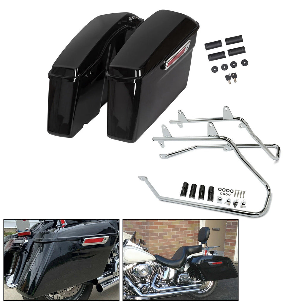 Hard Saddlebags with Chrome Brackets for Harley Softail Fatboy (1990–2023)