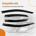 Set of 4 Window Rain Guards Wind Deflectors for Hyundai Accent Sedan (2018–2022)