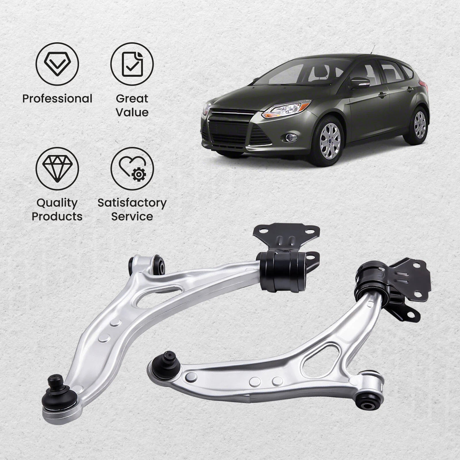 2X Front Lower Control Arms with Ball Joints for Ford Focus C-Max (2012-2018)