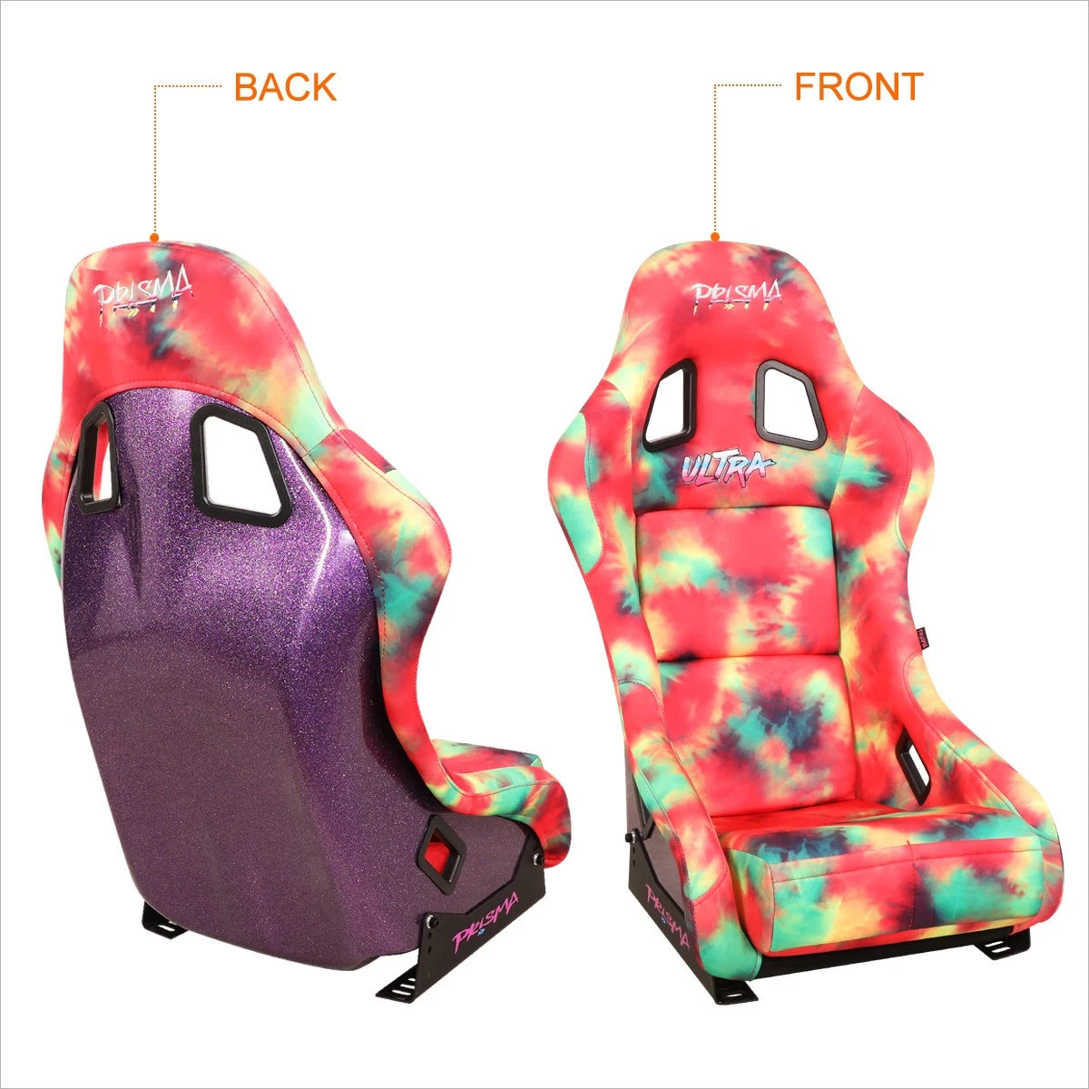 NRG FRP-303-TIEDYE Fixed Back Racing Bucket Seat for Universal Fit (2010–2023)