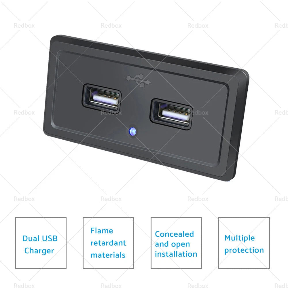 Dual USB Fast Charger Socket for Car RV Motorcycle (12V)