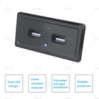 Dual USB Fast Charger Socket for Car RV Motorcycle (12V)