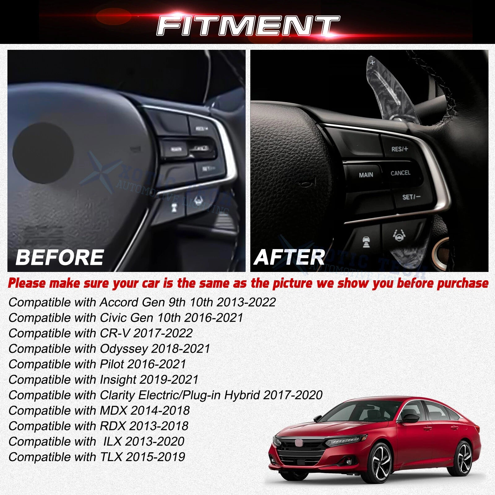 Steering Wheel Paddle Shifter Extension for Honda Accord Civic (2016-2021)