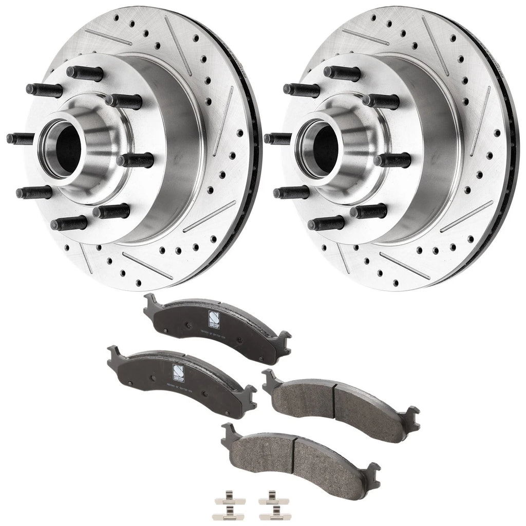 Brake Disc and Pad Kit for Ford F-250 (1995–1997) Cross-drilled