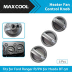 3X Heater Fan Control Knobs for Ford Ranger PJ/PK, Mazda BT-50 (2006–2011)