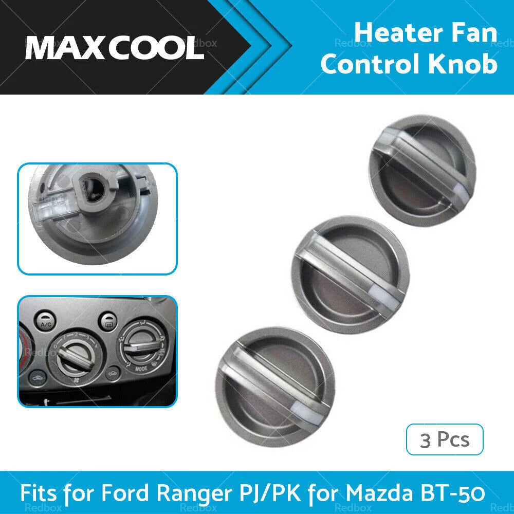 3X Heater Fan Control Knobs for Ford Ranger PJ/PK, Mazda BT-50 (2006–2011)