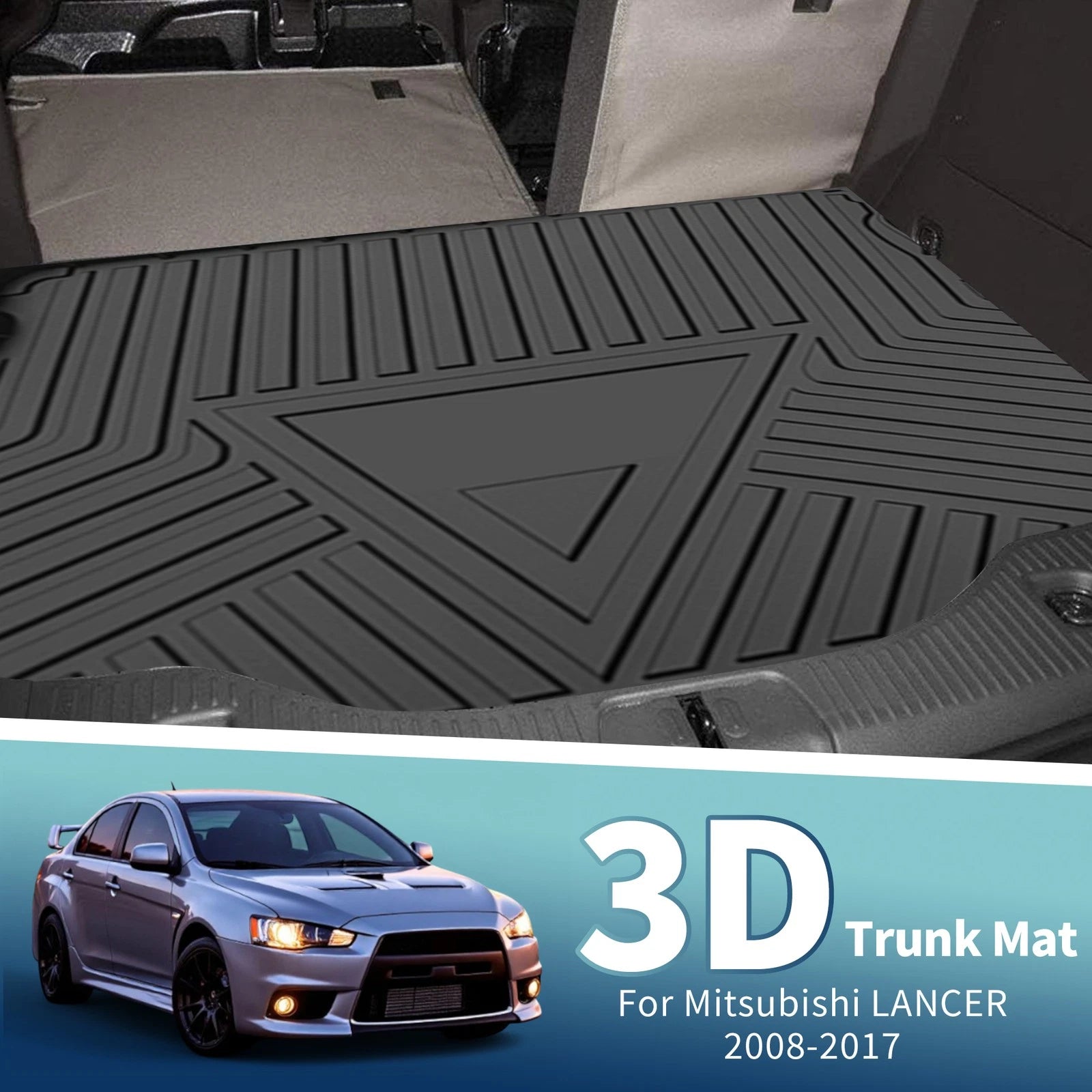Flat Face Cargo Liner Rear Trunk Mat for Mitsubishi Lancer (2008–2017) TPE