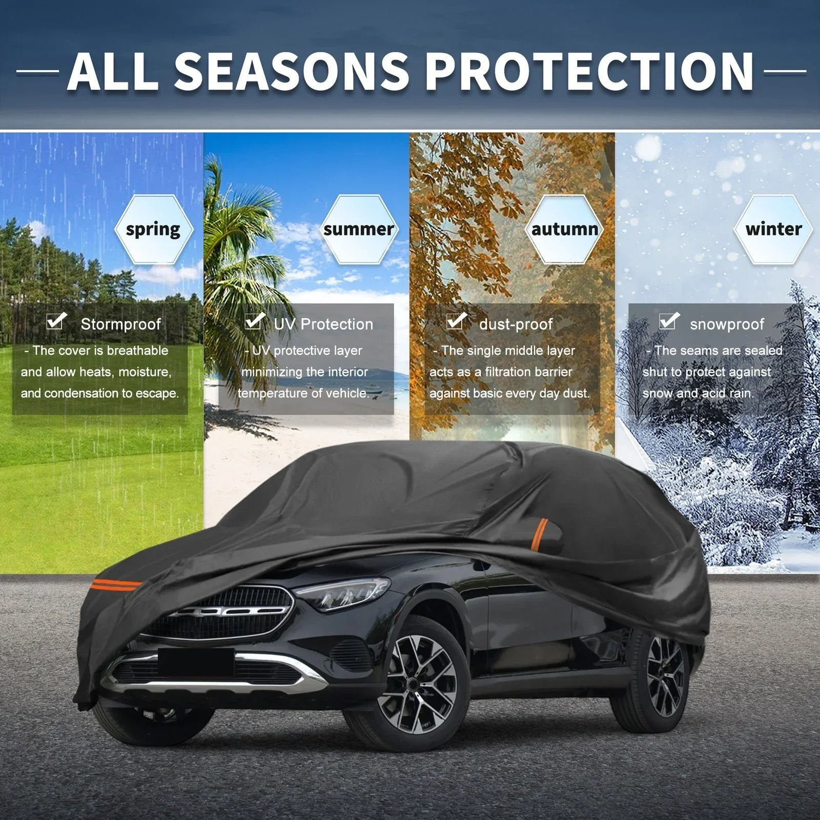 Waterproof PEVA Car Cover for Mercedes-Benz GLC 2015-2023 with Zipper