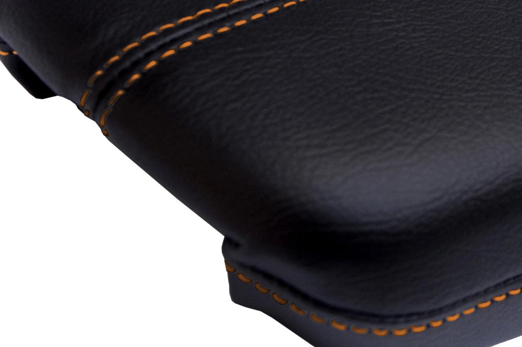 Leather Console Lid Armrest Cover for Cadillac XTS (2013–2019) Orange Stitch