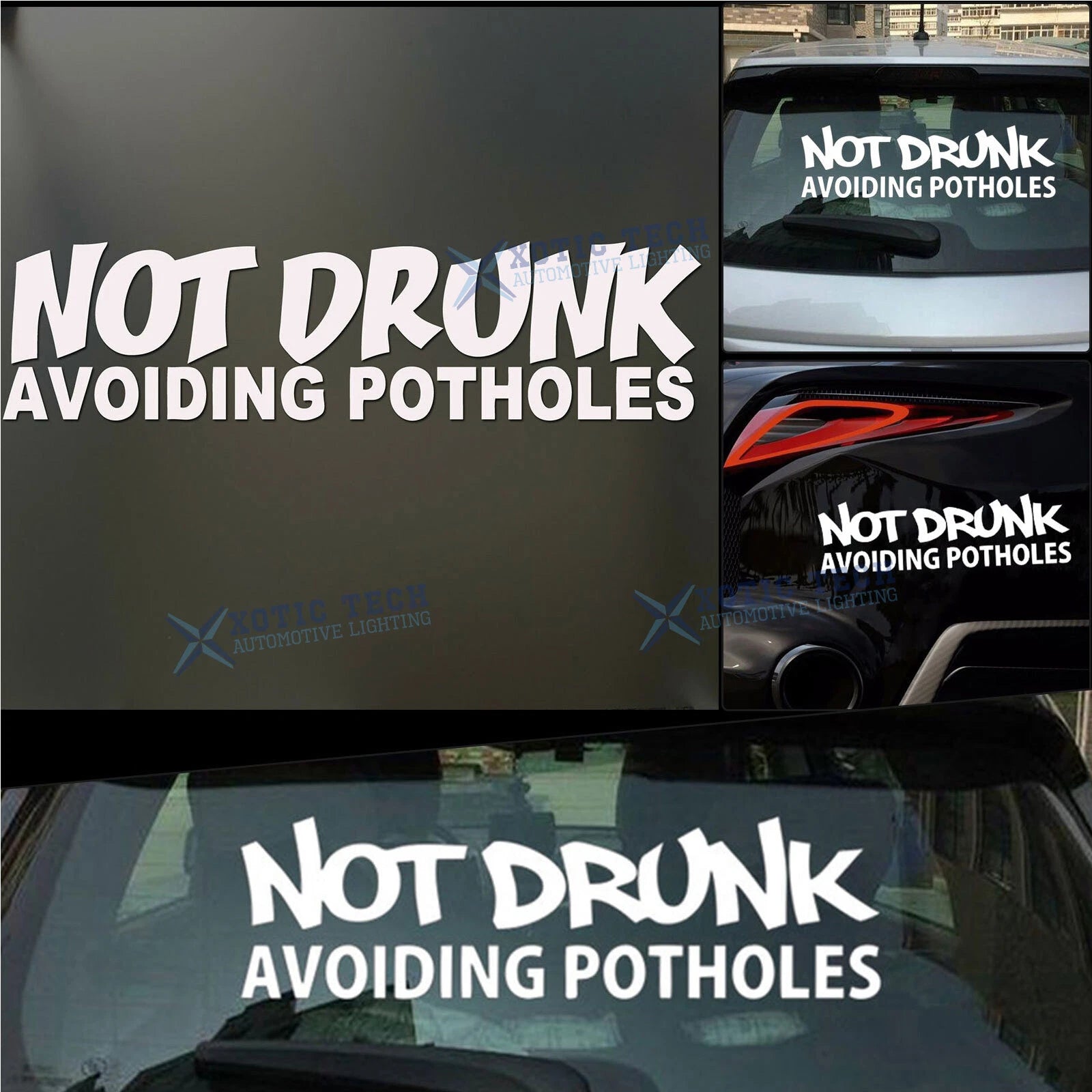 3x Silver Letter Not Drunk Avoiding Potholes Sport Style Sticker Universal (–)