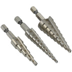 3X Step Drill Bit Set HSS 4241 Hexagonal Shaft for Metal Wood Plastic