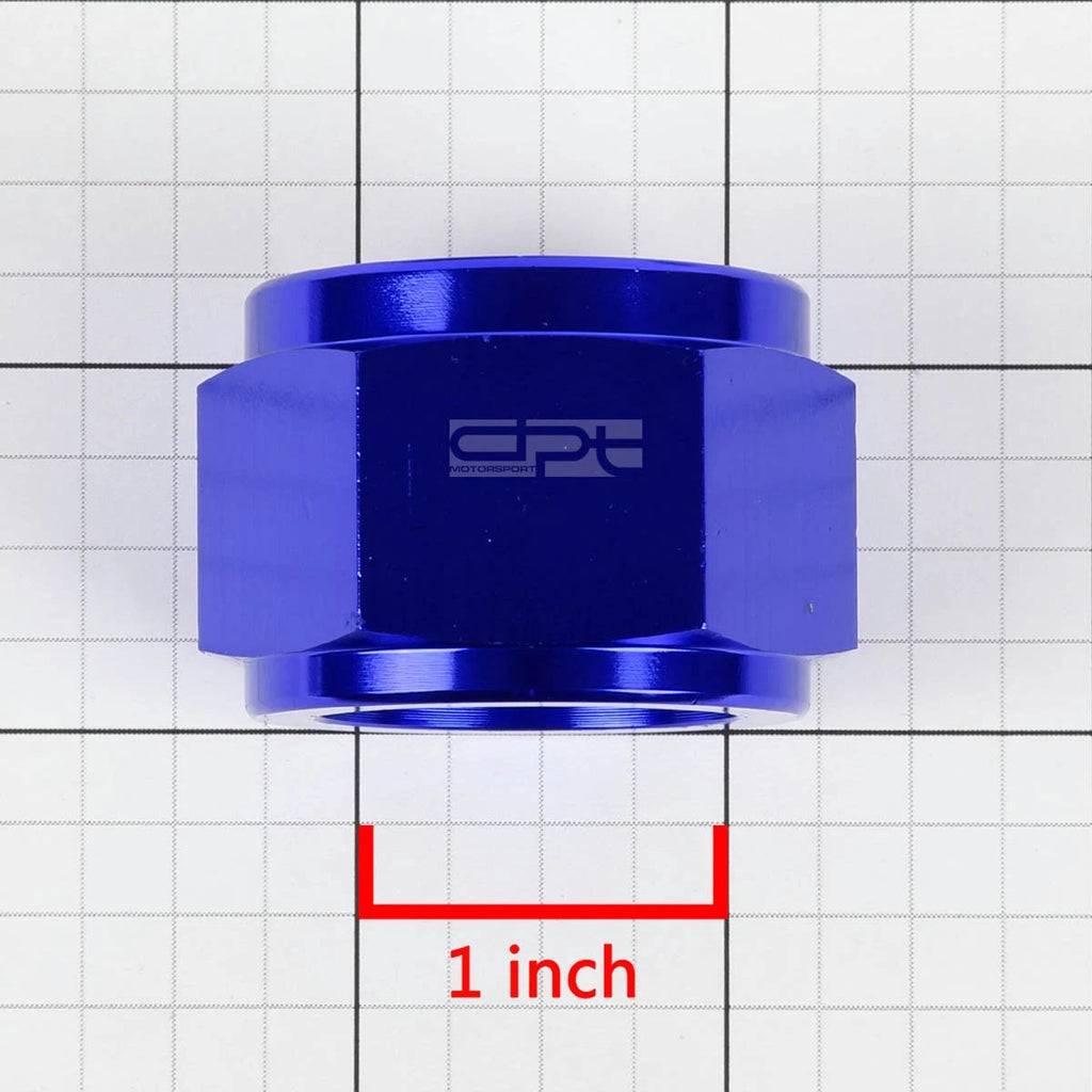 Fit Aluminum/Steel Hard Line Blue 16-An 1" Tubing Sleeve Nut Flare Fitting for