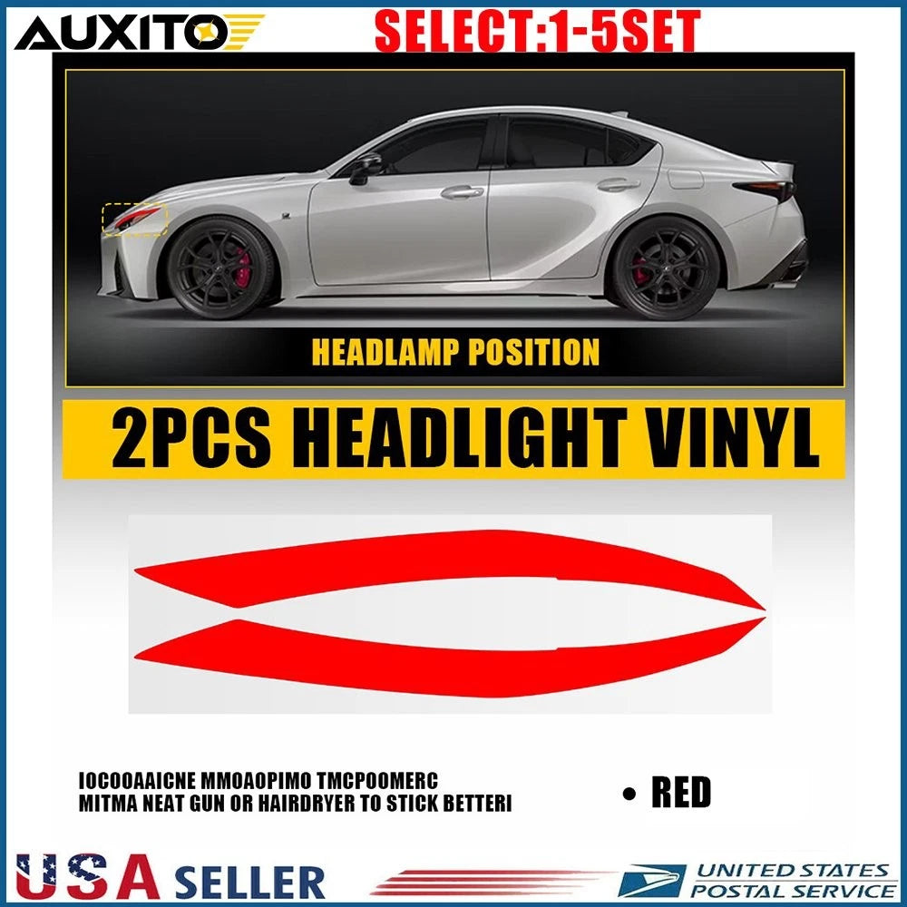 2X Red Headlight Daytime Running Light DRL Tint for Lexus IS350 IS300 (2021–2025)