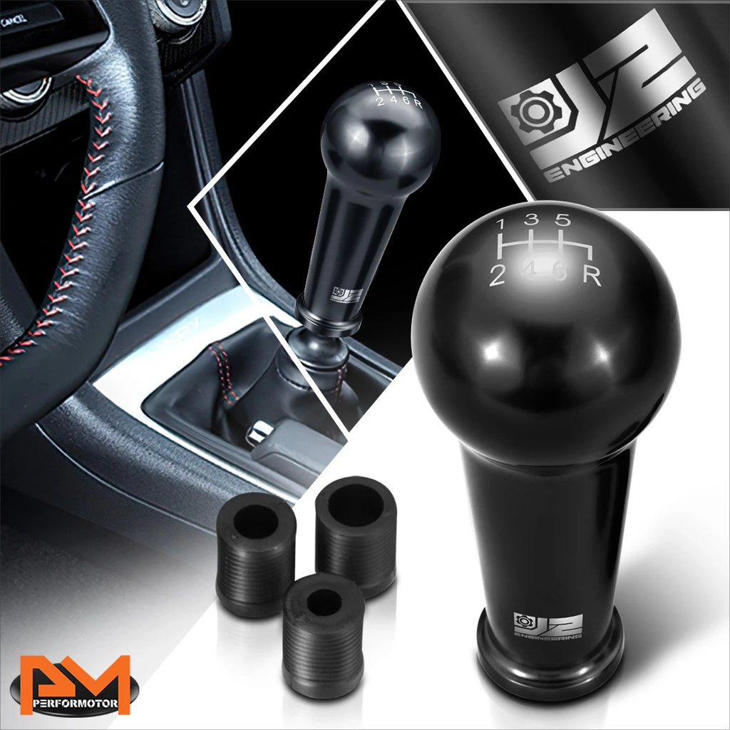 J2 Aluminum Ball Teardrop Shift Knob for 6-Speed MT (M8 M10 M12) Black
