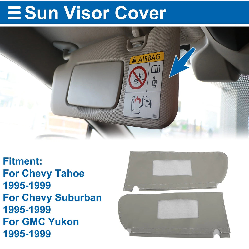 Sun Visor Cover Set for Chevy Tahoe (1995–1999) Left & Right Gray