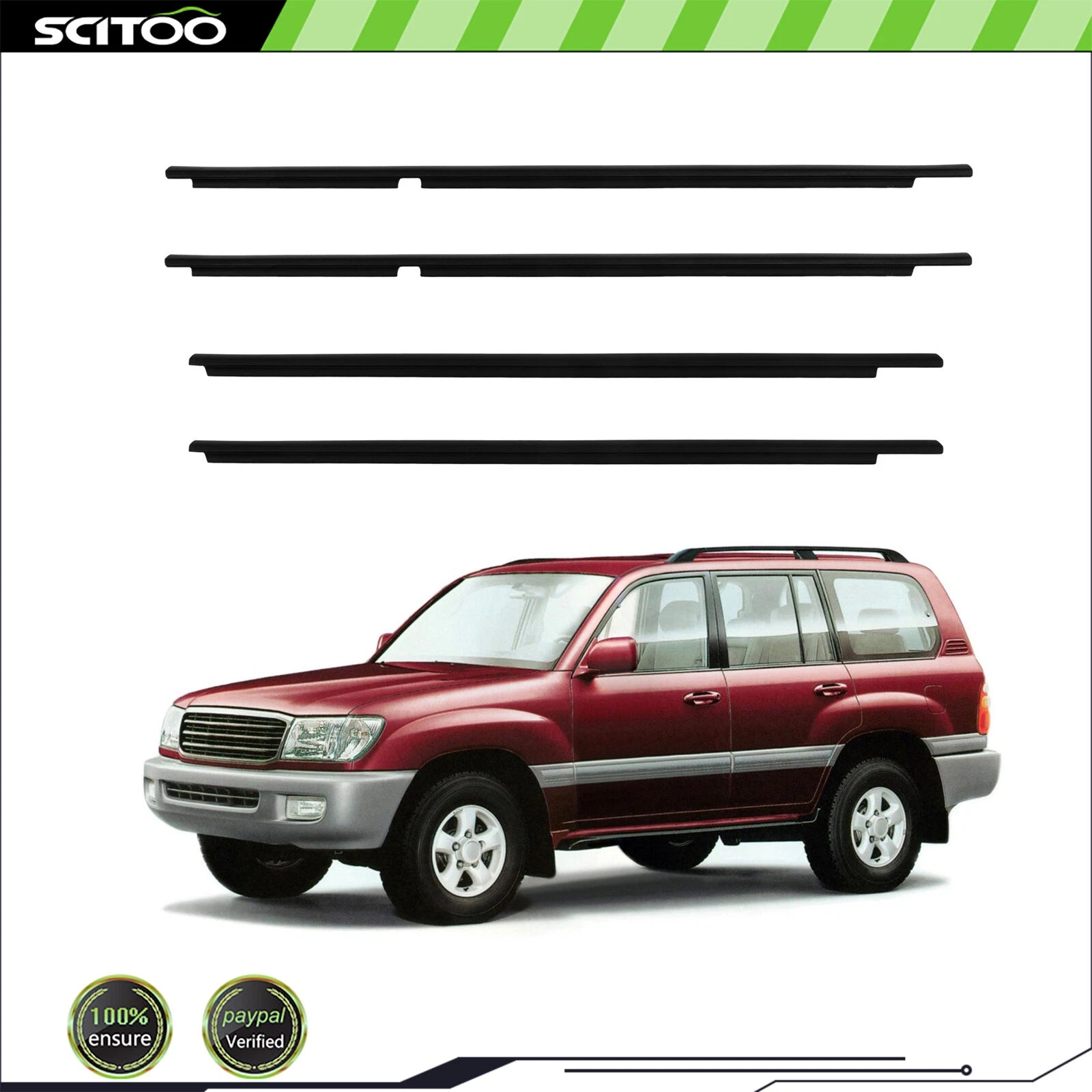 Window Scraper Seal Belt Weatherstrip for Toyota Land Cruiser 100 Series (1998–2007)