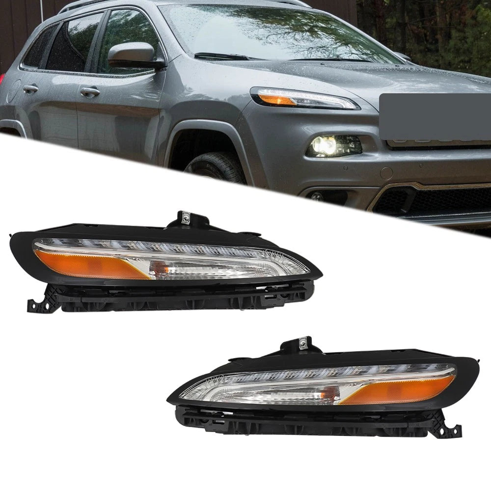 Set of 2 Halogen Headlights with LED DRL for Jeep Cherokee (2014–2018)