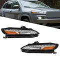 Set of 2 Halogen Headlights with LED DRL for Jeep Cherokee (2014–2018)