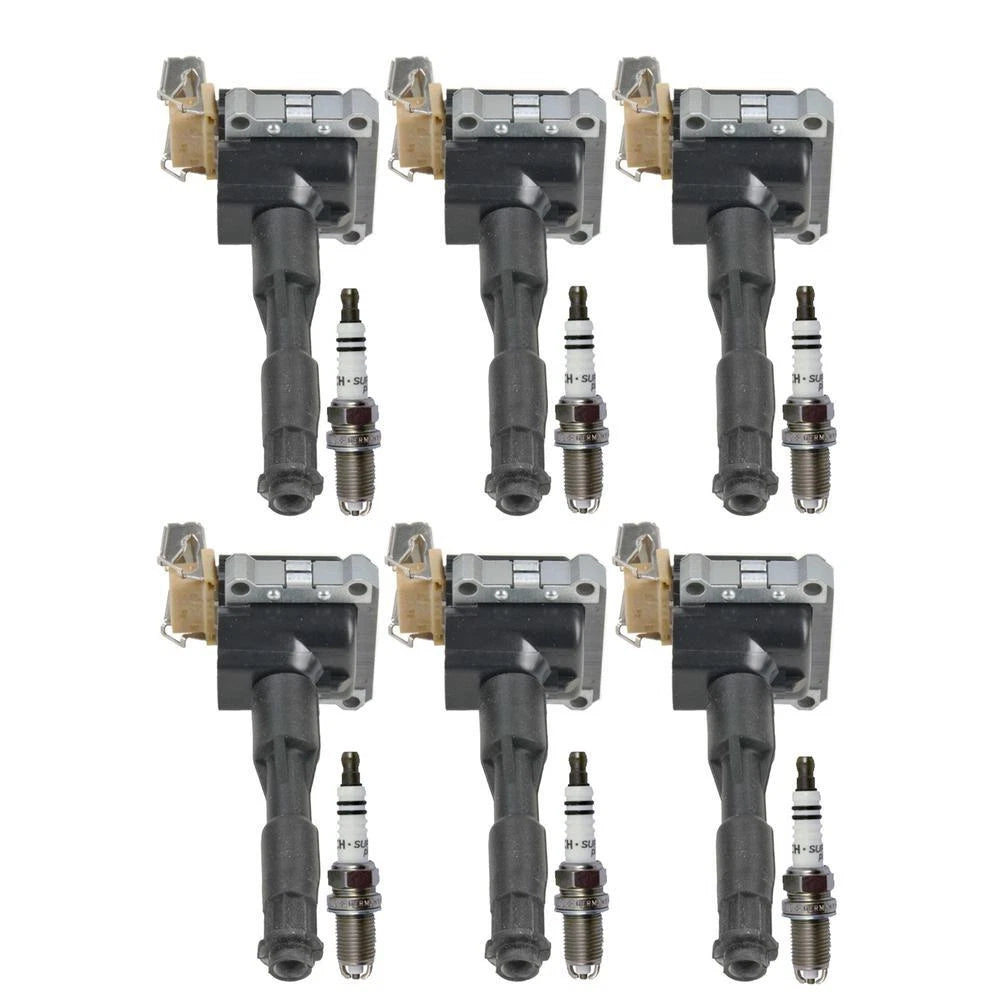 Set of 6 Ignition Coils & 6 Spark Plugs for BMW E34 E36 325i 525i M3