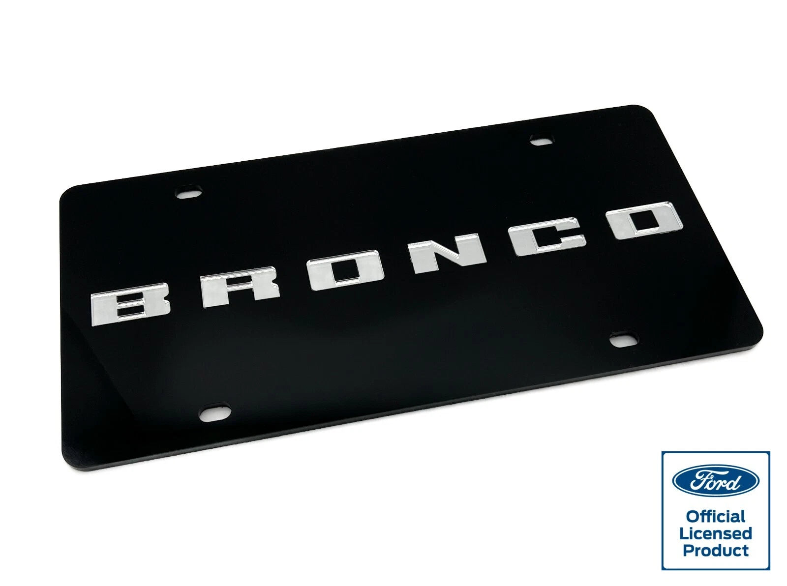 Premium Acrylic Black License Plate with Mirror Logo for Ford Bronco (2021–2024)