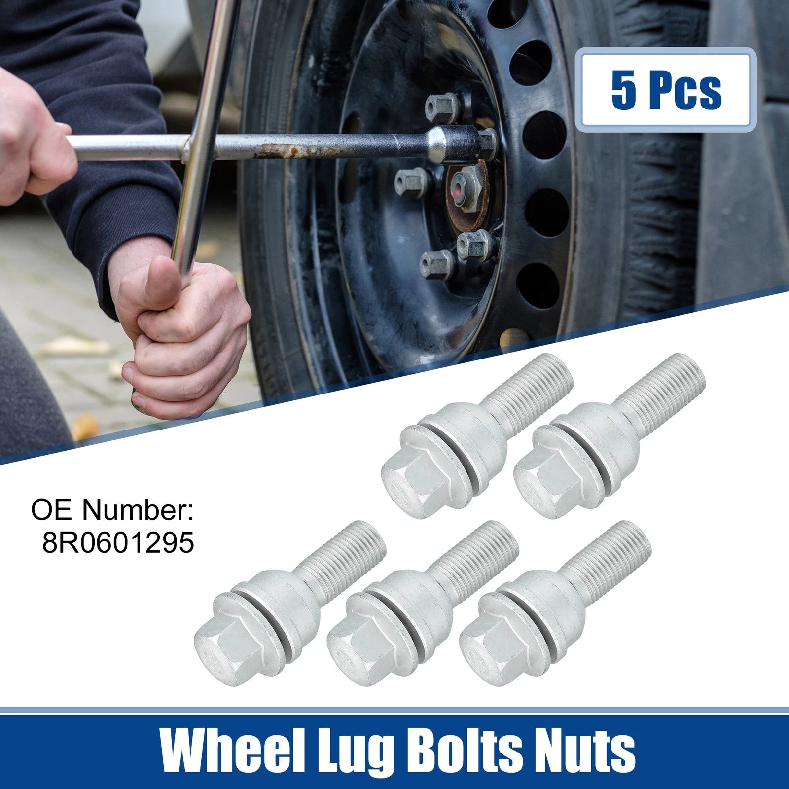 Set of 5 M14x1.5 Wheel Lug Bolts Nuts for Audi A8 Quattro (2011–2020) No. 8R0601295