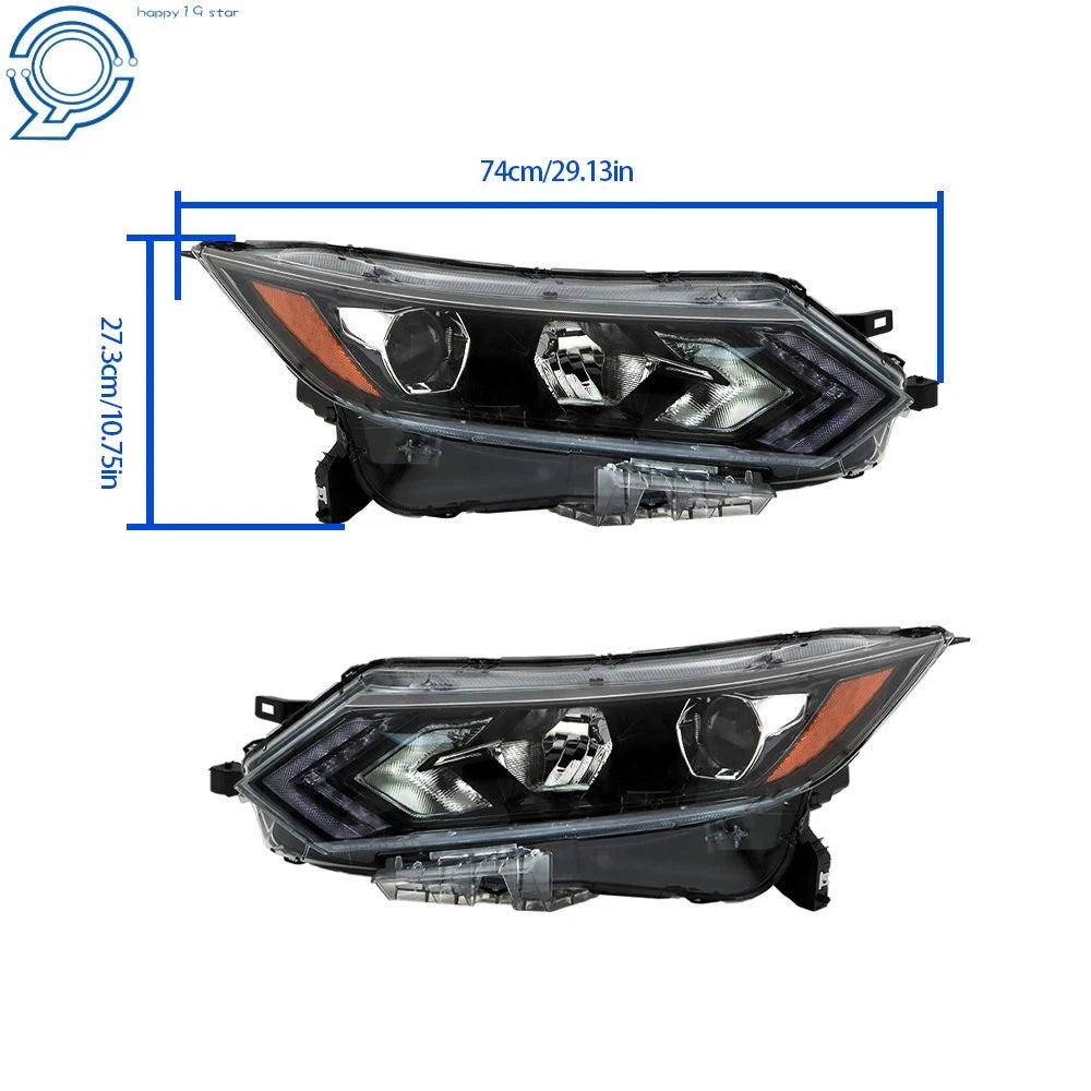 Set of 2 Halogen Headlights with LED for Nissan Rogue Sport (2020–2022)