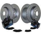 Front & Rear Brake Kit with Drilled Disc Rotors & Akebono Pads for Dodge Jeep
