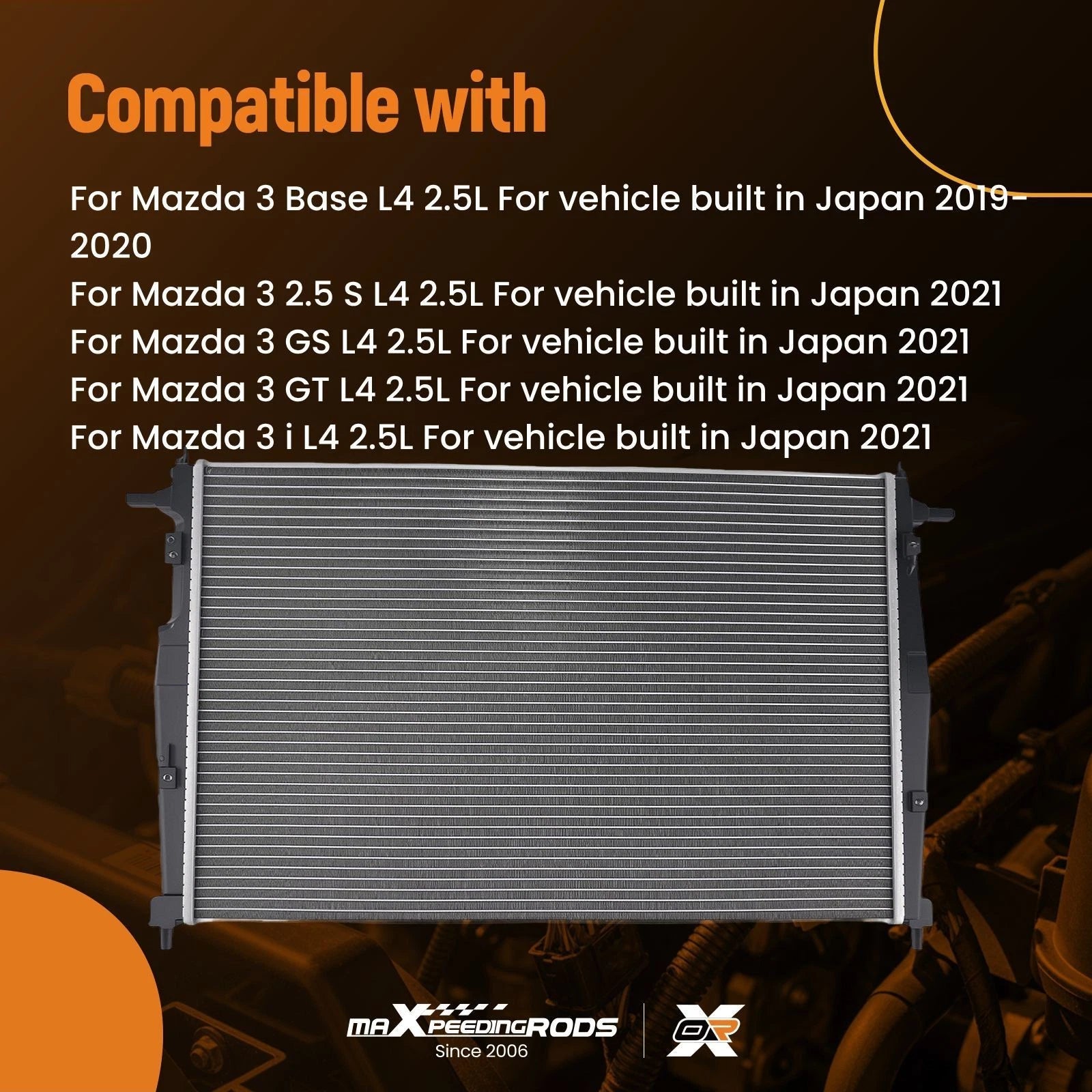 Cross Flow Radiator for Mazda 3 Base/i 2.5L (2019–2021)