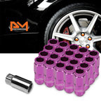 Set of 20 M12X1.5 Purple JDM Open End Cone Wheel Lug Nuts + Spline Lock Key