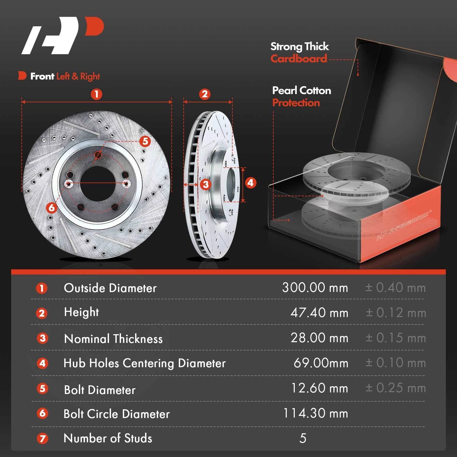 8x Front Drilled Brake Rotors & Pads for Hyundai Sonata Kia