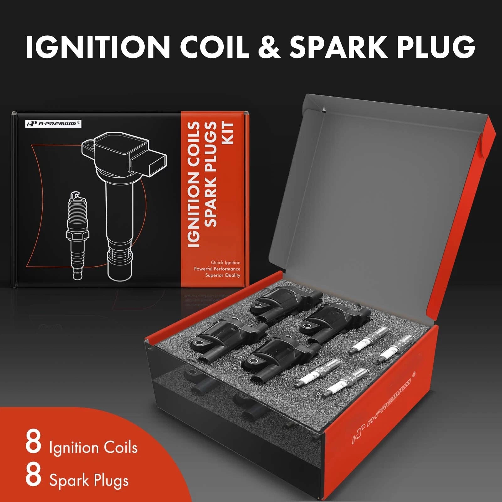 Set of 8 Ignition Coils & Iridium Spark Plugs for Silverado 1500 (2014–2023)