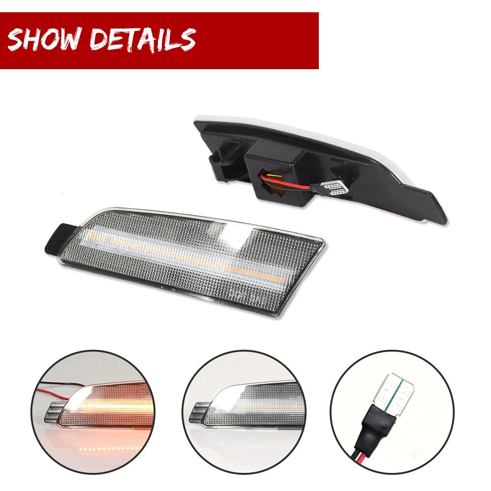 Clear Amber LED Front Bumper Side Marker Reflectors for Mazda 6 (2009–2013)