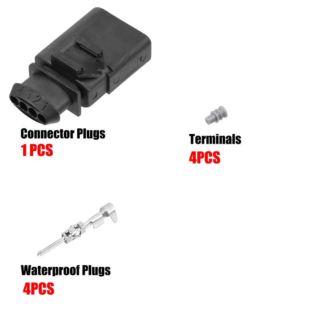 Set of 4 4 Pin Sealed Male JPT Connector Adapter Plugs for VW Audi (No. 1K0973804)