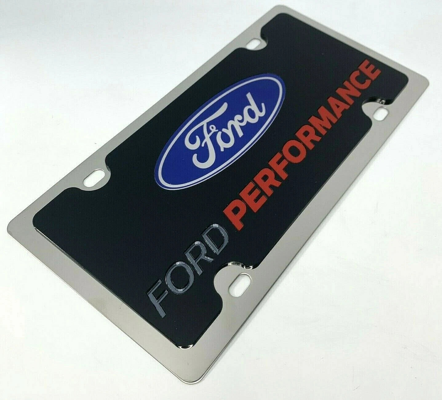 Chrome License Plate Frame with Ford Logo Emblem for Ford Performance (2015–2022)