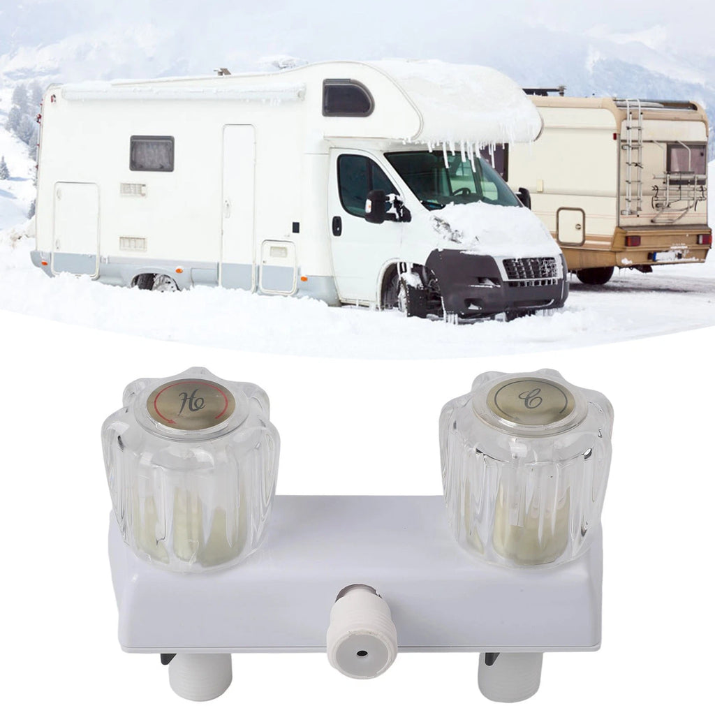 Double Knob Diverter RV Shower Faucet for Inside or Outside Use