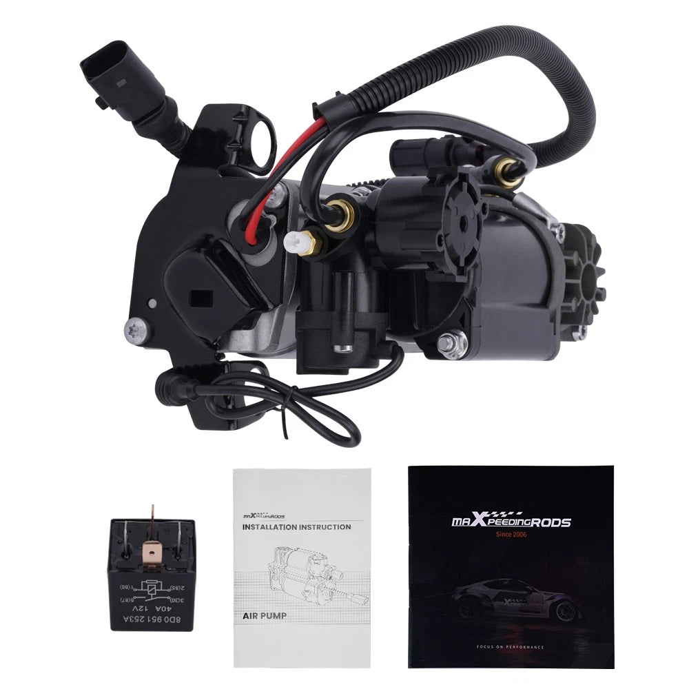 Air Suspension Compressor Pump 4E0616005H for Audi A8 D3 (2003–2010) + Relay