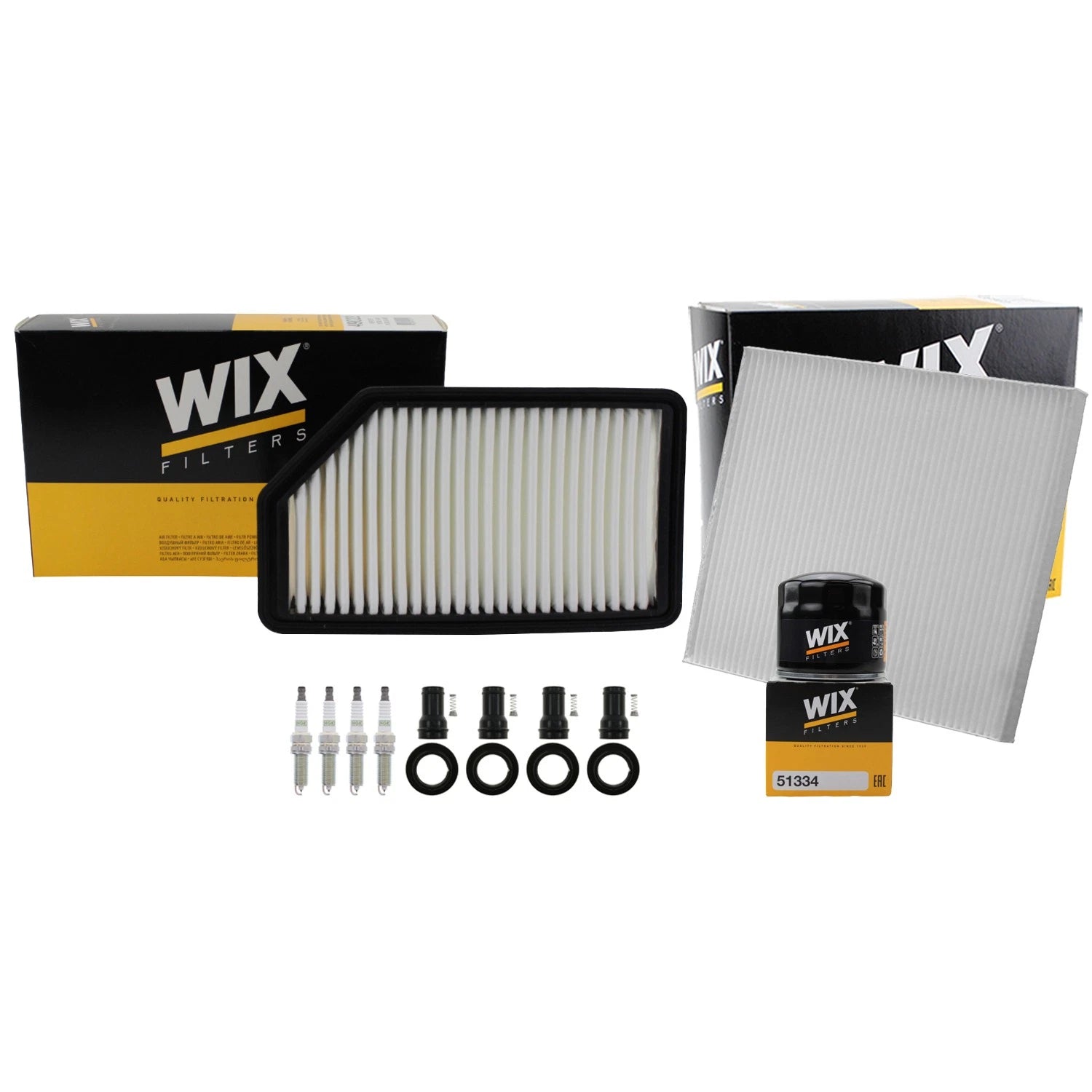 Tune Up Kit with NGK 4 Spark Plugs & Boots for Accent Rio Veloster (2011–2017)