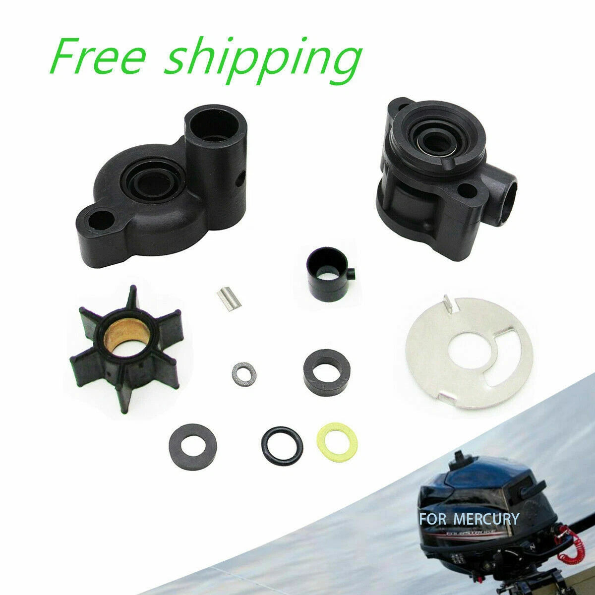 Water Pump Impeller Kit & Housing for Mercury 4 4.5 7.5 9.8 HP (N/A) 18-3446 46-70941A3