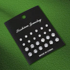 Set of 12 Zircon Pearl Stud Earrings for Fashion Lovers