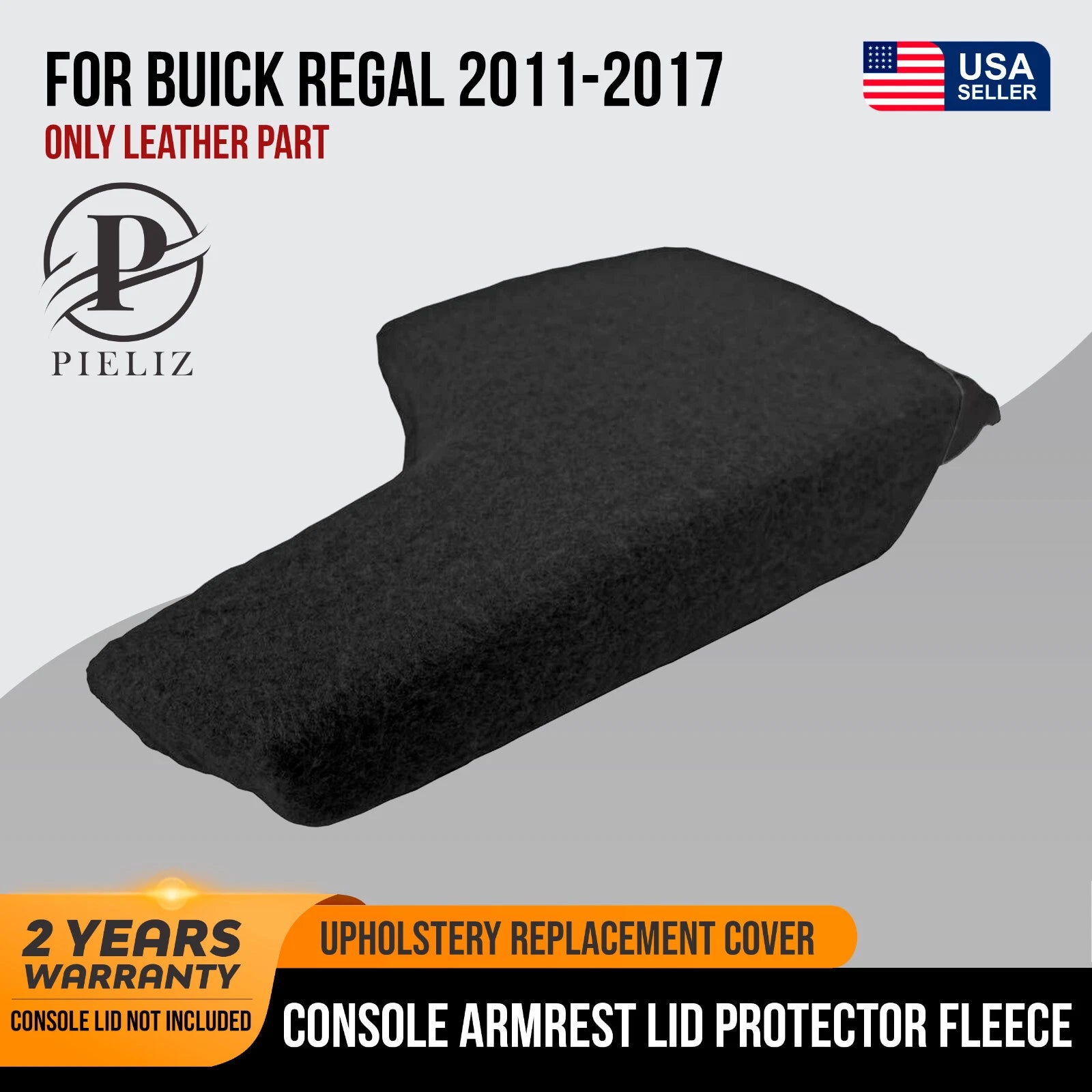 Fleece Console Lid Armrest Cover for Buick Regal (2011–2017) Black