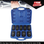 Set of 9 Deep Impact Sockets for Axle Hub Nut (1/2" Drive, 29-38mm)