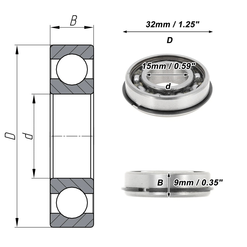 6002NR Deep Groove Ball Bearing for Scooter Skateboard Wheel (15x32x9mm)