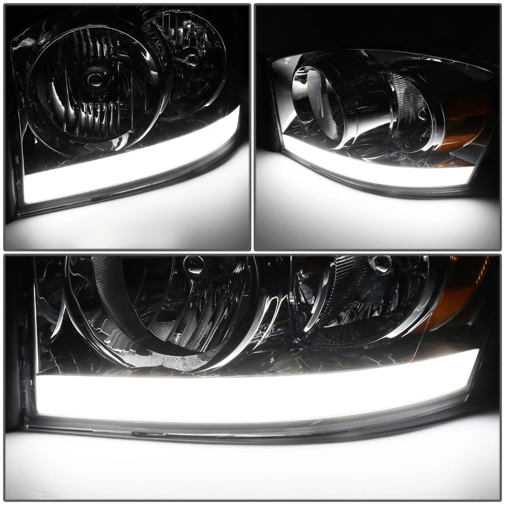 LED DRL Headlight for Dodge Ram Pickup (2006–2009) Chrome Housing Amber