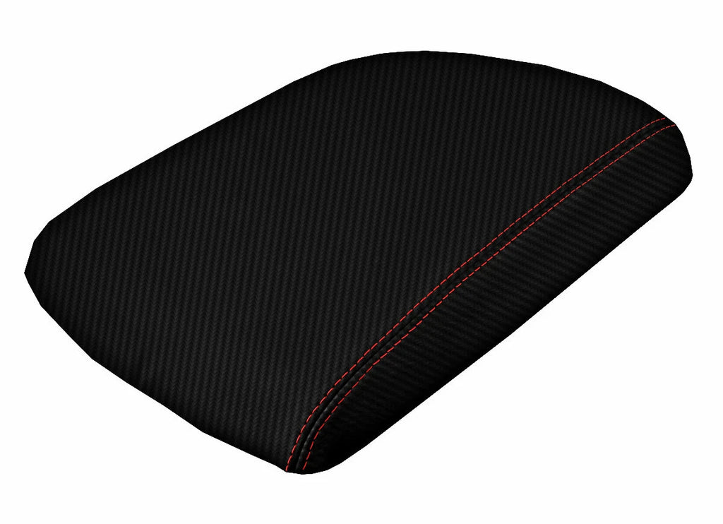 Console Lid Armrest Cover for Dodge Ram (2009–2016) Carbon Fiber Red Stitch